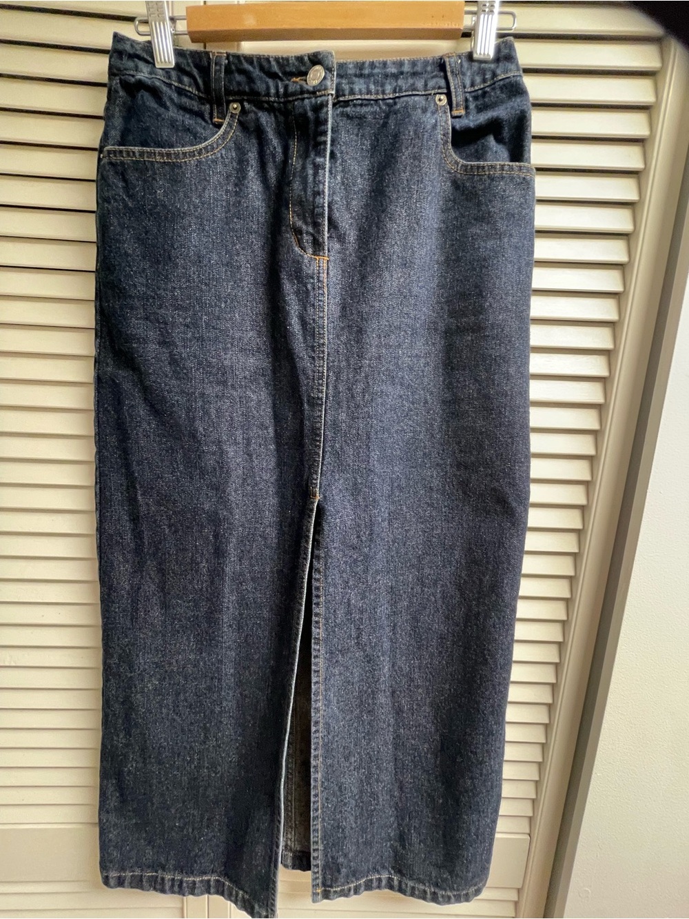 Rare 2000s Talula Dark Blue Denim Jeans Skirt Maxi Front Split Size 2